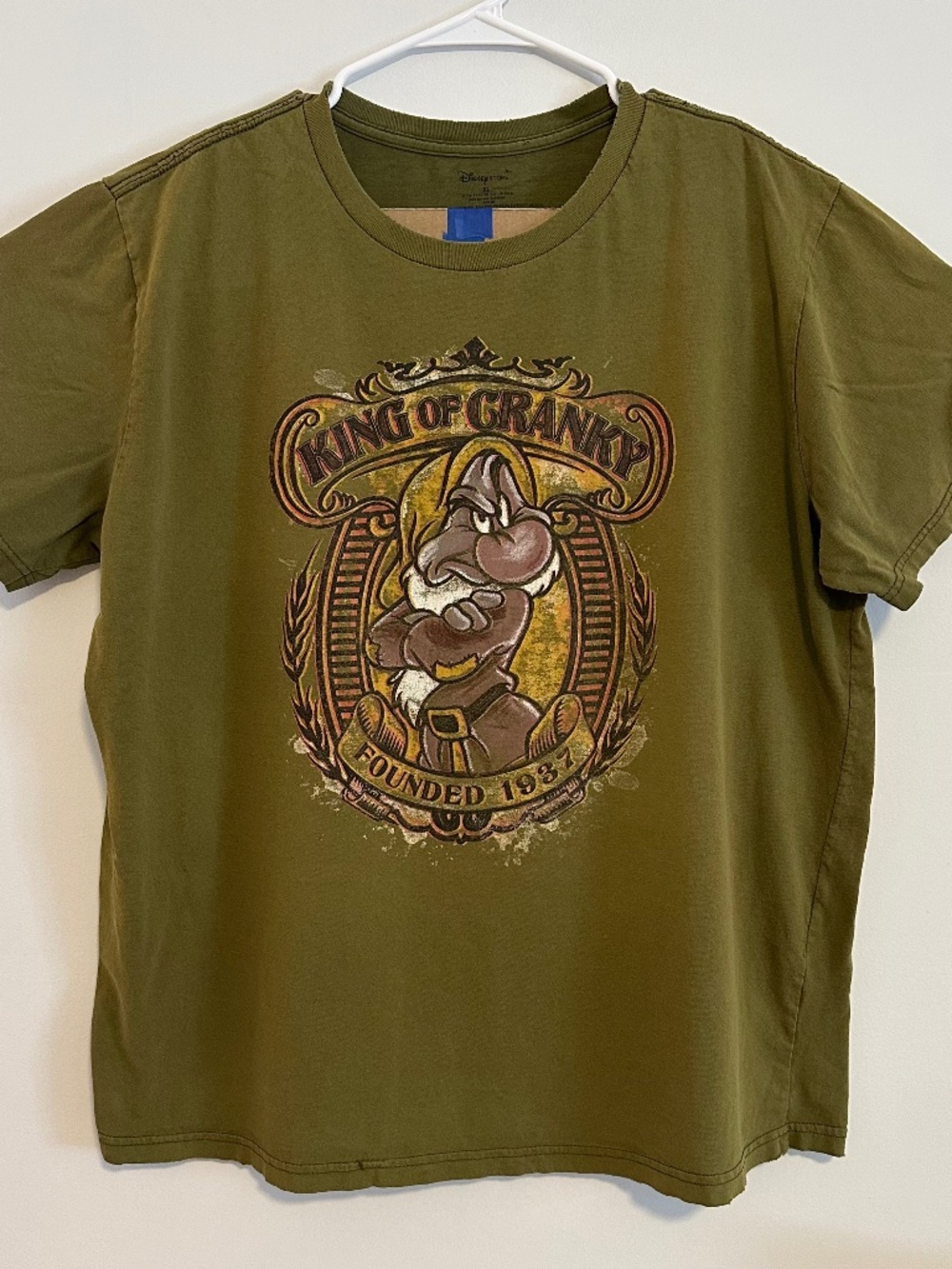 Snow White King Of Cranky Graphic Print T-Shirt XL Green Y2K Short Sleeve
